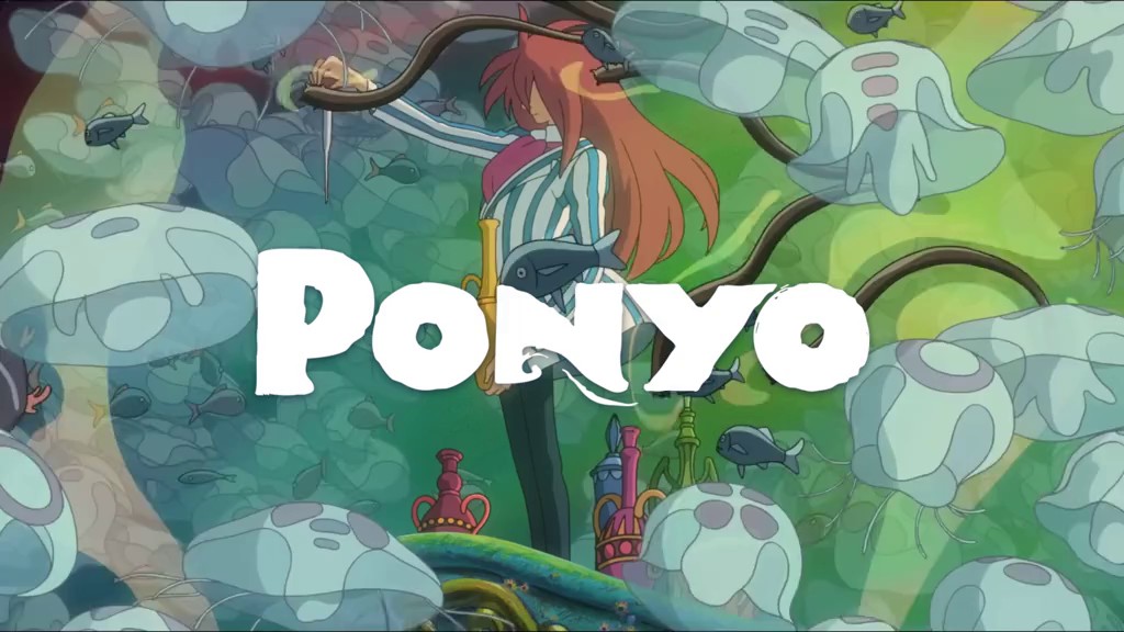 A Ponyo title card and scene from the Studio Ghibli montage in the TikTok edit