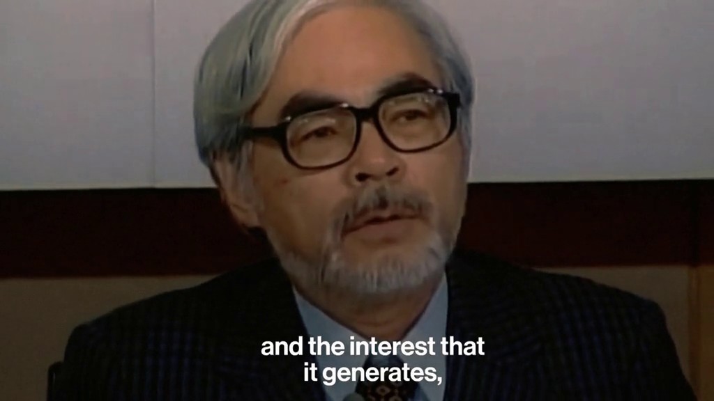 Hayao Miyazaki interview clip used as the closing scene of the TikTok edit