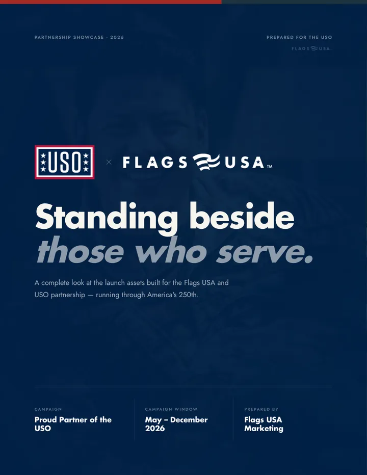 Cover of the Flags USA x USO partnership showcase PDF
