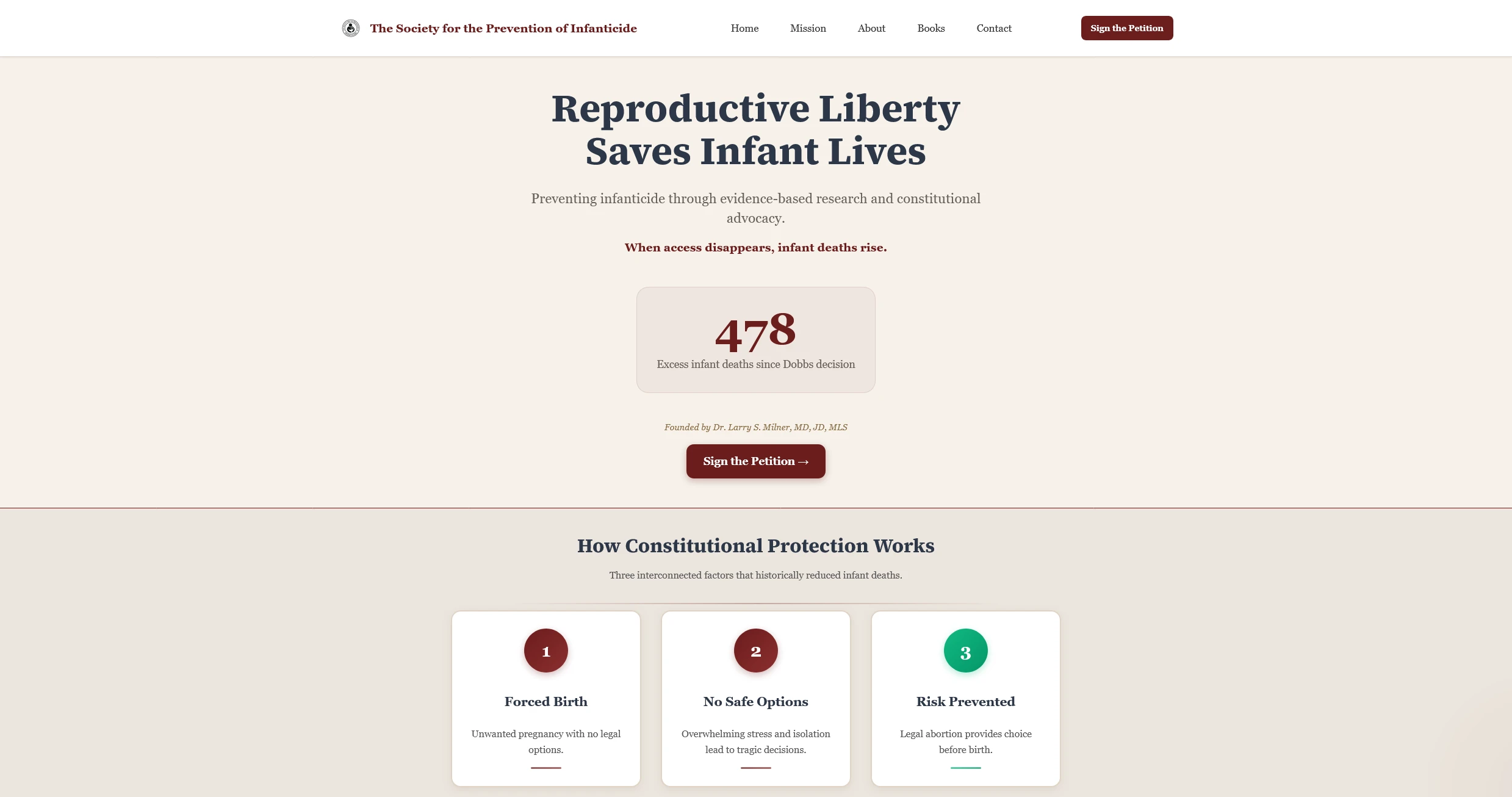 Homepage preview of the Society for the Prevention of Infanticide website